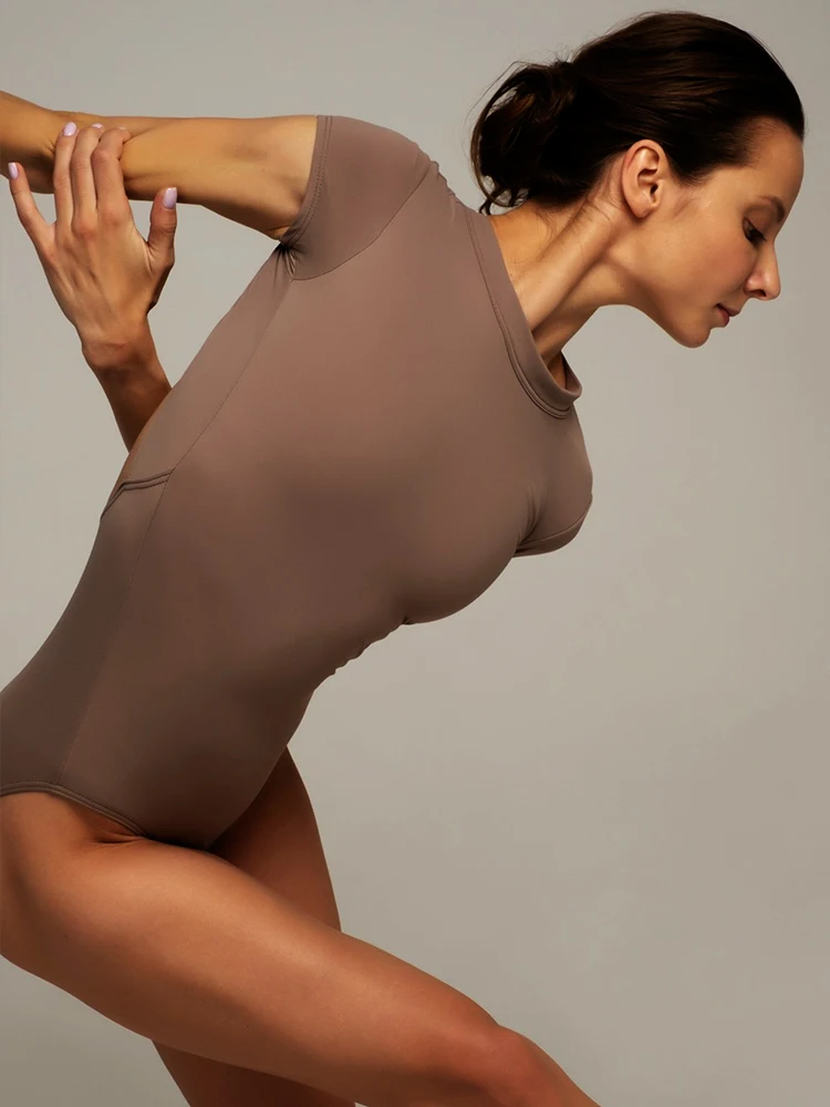 Woman Ballet Leotards Nylon Short Sleeves Dance Leotards for Woman Classic Ballet Bodysuit Gymnastics Leotard Adult Swimsuit