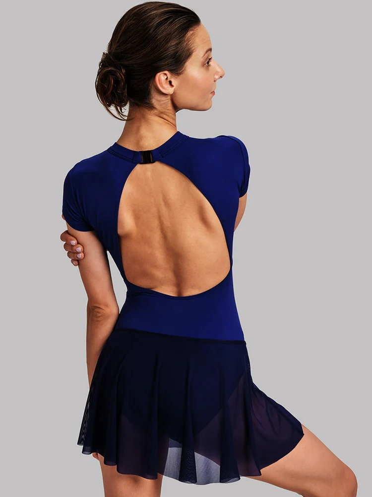 Woman Ballet Leotards Nylon Short Sleeves Dance Leotards for Woman Classic Ballet Bodysuit Gymnastics Leotard Adult Swimsuit thumbnail 2