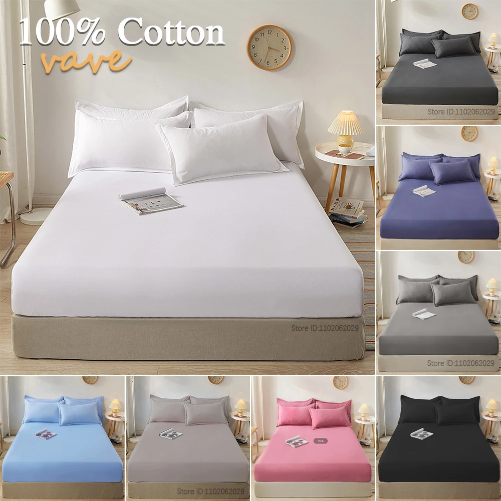 Fitted Bed Sheet with 360 Elastic Band Mattress Protector Cover Bedspreads for Single Double King Queen Size Bed Sheet 160x200 thumbnail 6