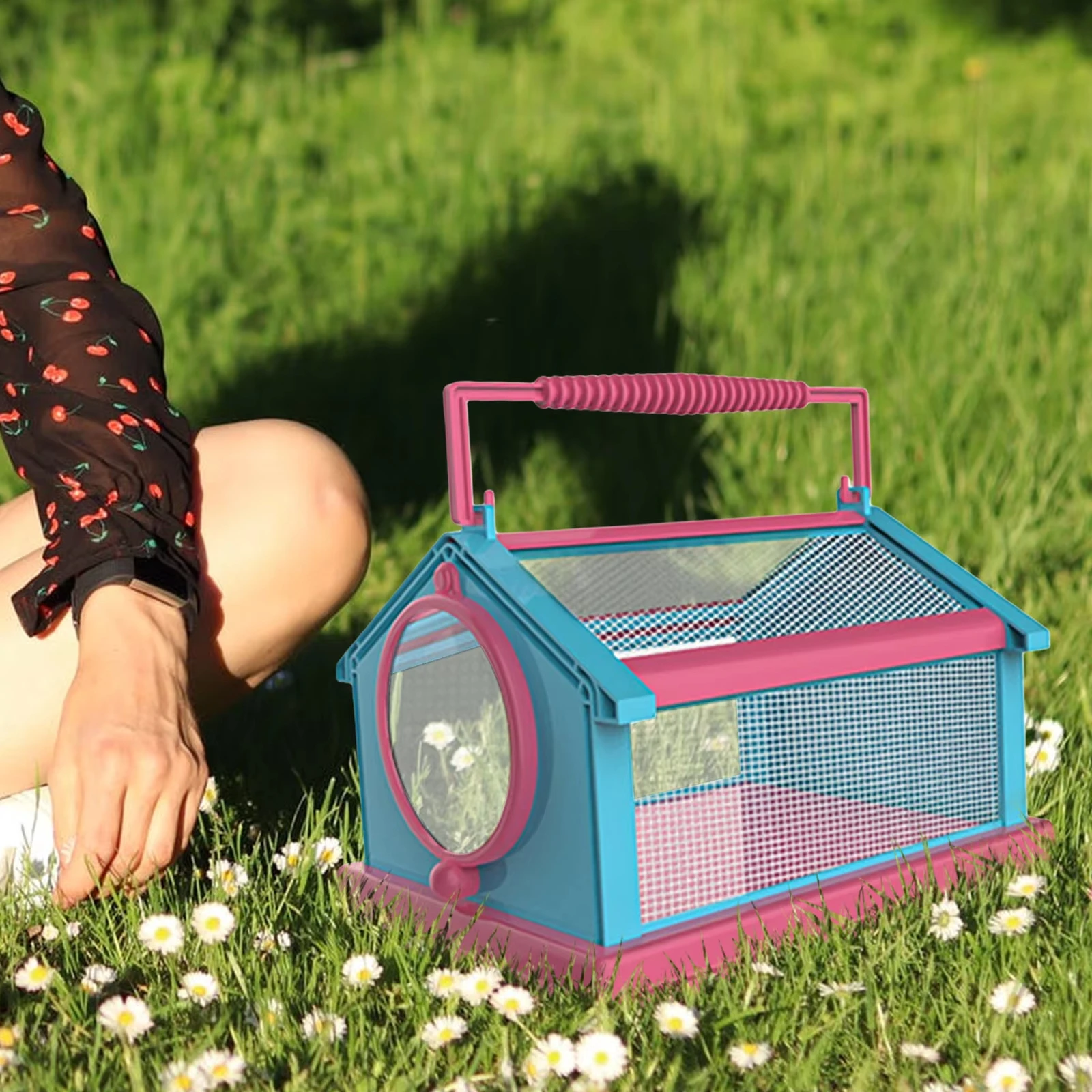New 4 Color Portable Butterfly Insect Habitat Cage with Carrying Handle Collapsible Breathable Mesh Caterpillars Cage for Insect thumbnail 3