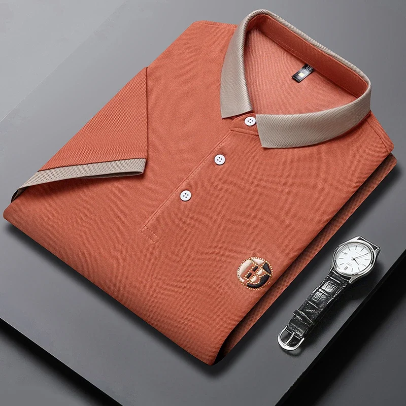 Men's New Embroidered Cotton Business Leisure Short Sleeved POLO Shirt Fashion Short Sleeved Comfortable and Breathable Top thumbnail 5
