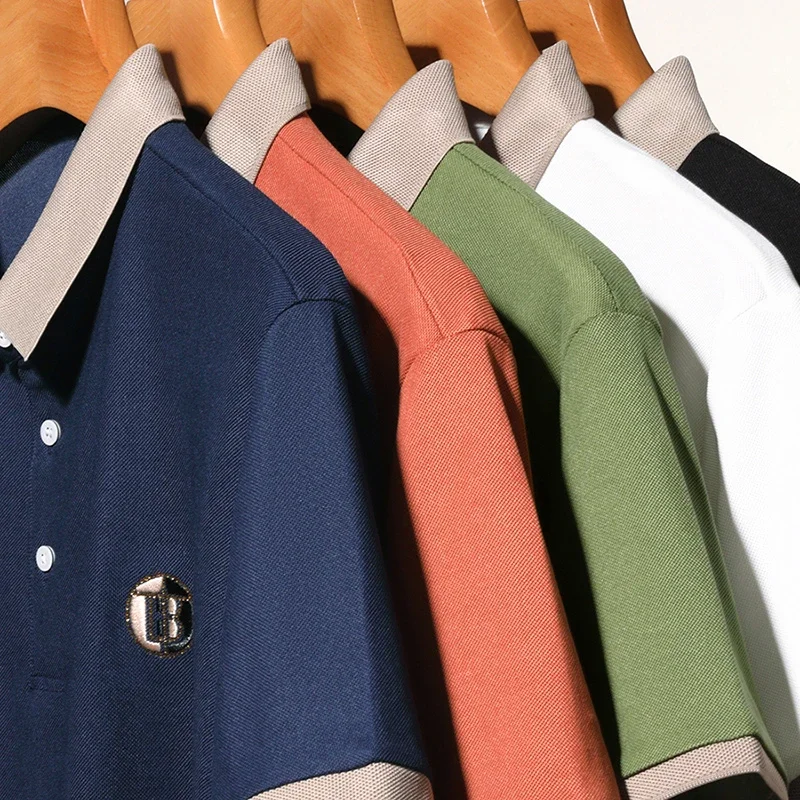 Men's New Embroidered Cotton Business Leisure Short Sleeved POLO Shirt Fashion Short Sleeved Comfortable and Breathable Top thumbnail 6