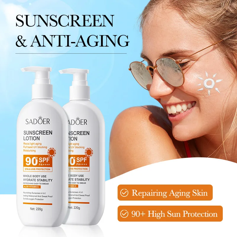 Super 220ml Vitamin E Body And Face Sunscreen Lotion SPF 90 PA++++Whole Body Use Protect + Hydrate Moisturizing thumbnail 3