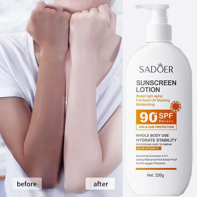 Super 220ml Vitamin E Body And Face Sunscreen Lotion SPF 90 PA++++Whole Body Use Protect + Hydrate Moisturizing thumbnail 2