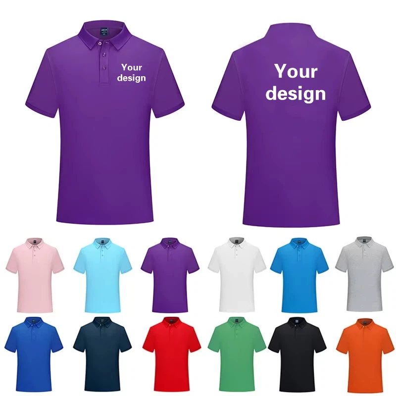 Summer 230g 100% Cotton Polo Shirt Print Logo Customized Embroidery Company Group Name Men Women Short Sleeved Breathable Top