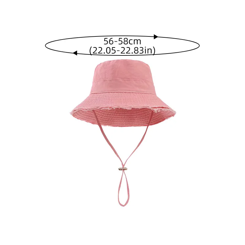 Summer Fisherman Cap for Women Korean Pink Large-Brimmed Bucket Hat Outdoor Beach Travel Sunshade Panama Hats thumbnail 4