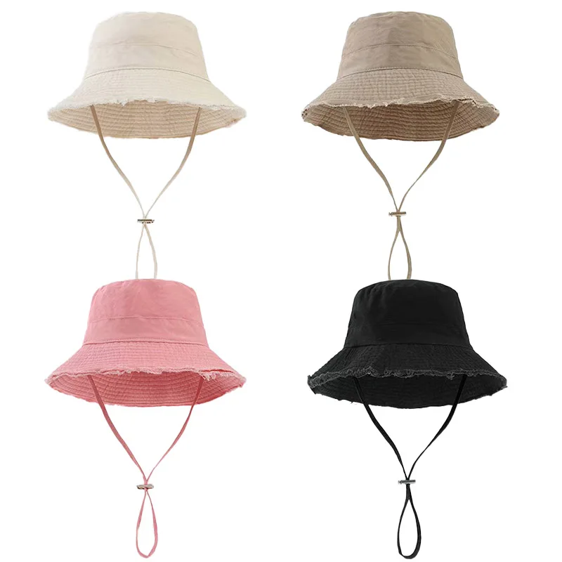 Summer Fisherman Cap for Women Korean Pink Large-Brimmed Bucket Hat Outdoor Beach Travel Sunshade Panama Hats thumbnail 3