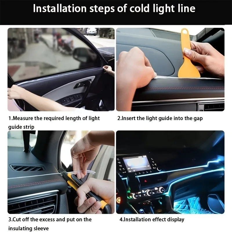 5M Car Environment El Wire LED USB Flexible Neon Interior Lights Car Decorative Accessories thumbnail 5