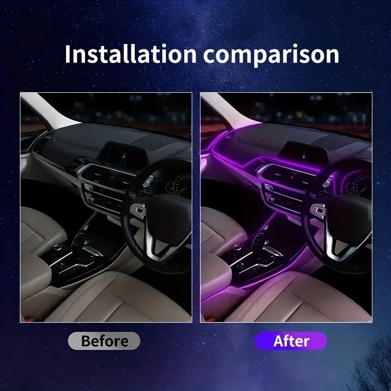 5M Car Environment El Wire LED USB Flexible Neon Interior Lights Car Decorative Accessories thumbnail 4