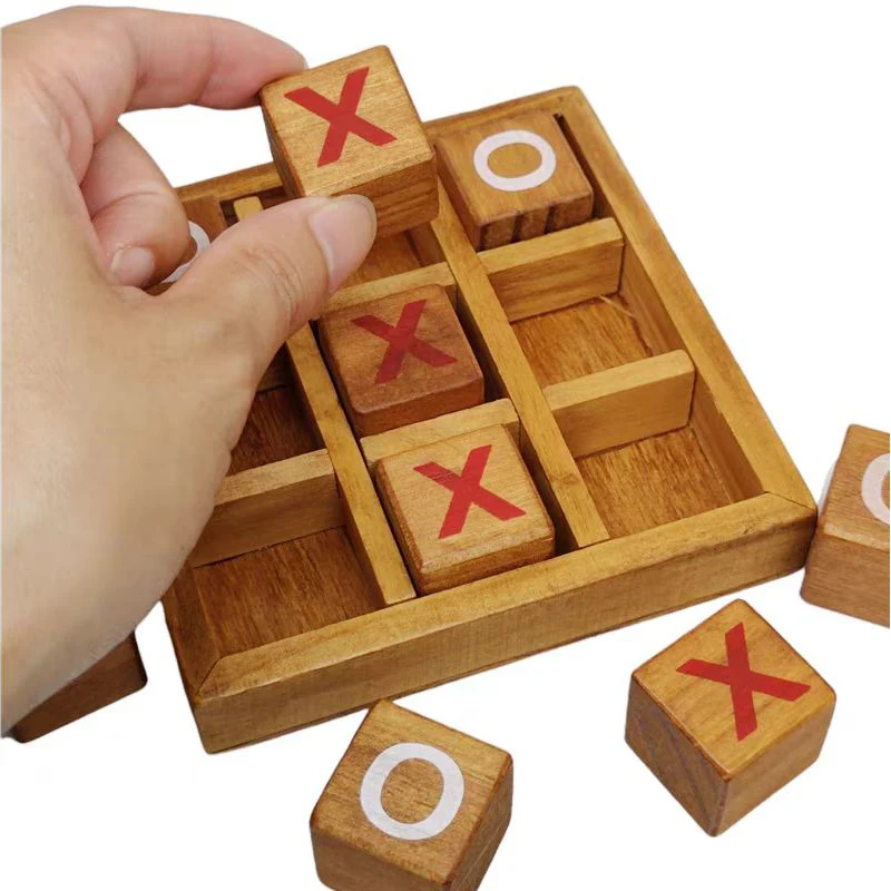 Wooden Tic Tac Toe Classic Tabletop Strategy Board Games Brain Teasers Fun Logic Challenges Family Travel Gifts For Kids Adults thumbnail 4