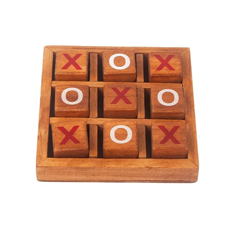 Wooden Tic Tac Toe Classic Tabletop Strategy Board Games Brain Teasers Fun Logic Challenges Family Travel Gifts For Kids Adults thumbnail 2