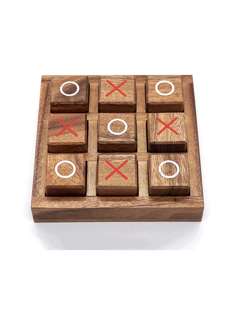 Wooden Tic Tac Toe Classic Tabletop Strategy Board Games Brain Teasers Fun Logic Challenges Family Travel Gifts For Kids Adults thumbnail 5