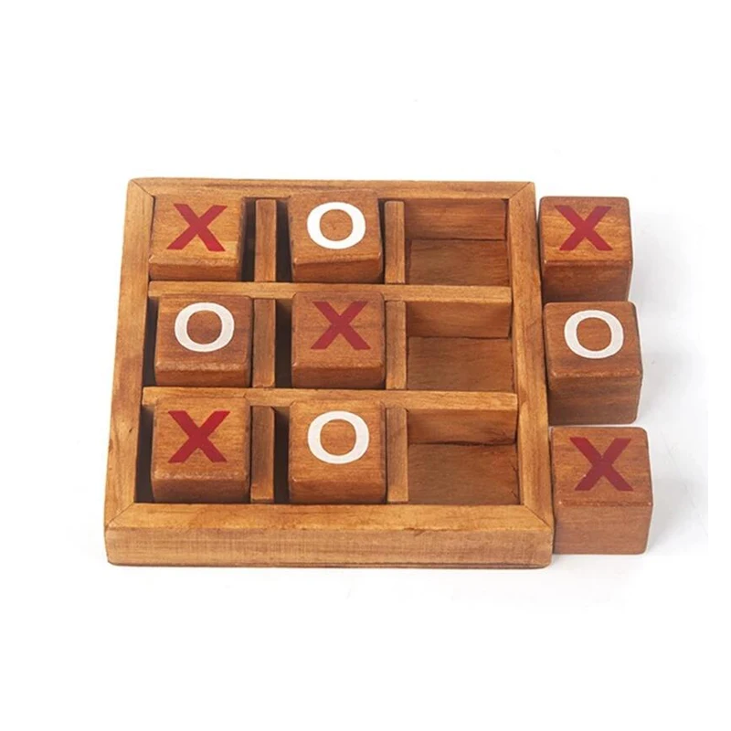 Wooden Tic Tac Toe Classic Tabletop Strategy Board Games Brain Teasers Fun Logic Challenges Family Travel Gifts For Kids Adults thumbnail 3