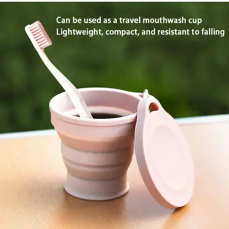 1-10PCS Foldable Large Capacity Cup Mini Telescopic Cup Silicone Portable Tea Cup Outdoor Travel with Lid Coffee Telescopic Cup thumbnail 4