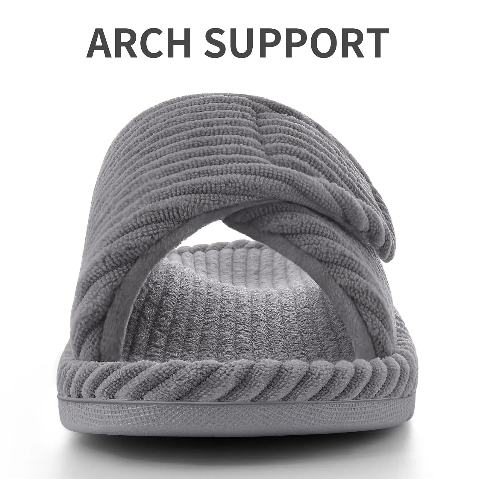 Crestar Orthopedic House Slippers For Women Fashion Spring Open Toe Corduroy Slides With Arch Support Female Soft Bedroom Shoes thumbnail 3