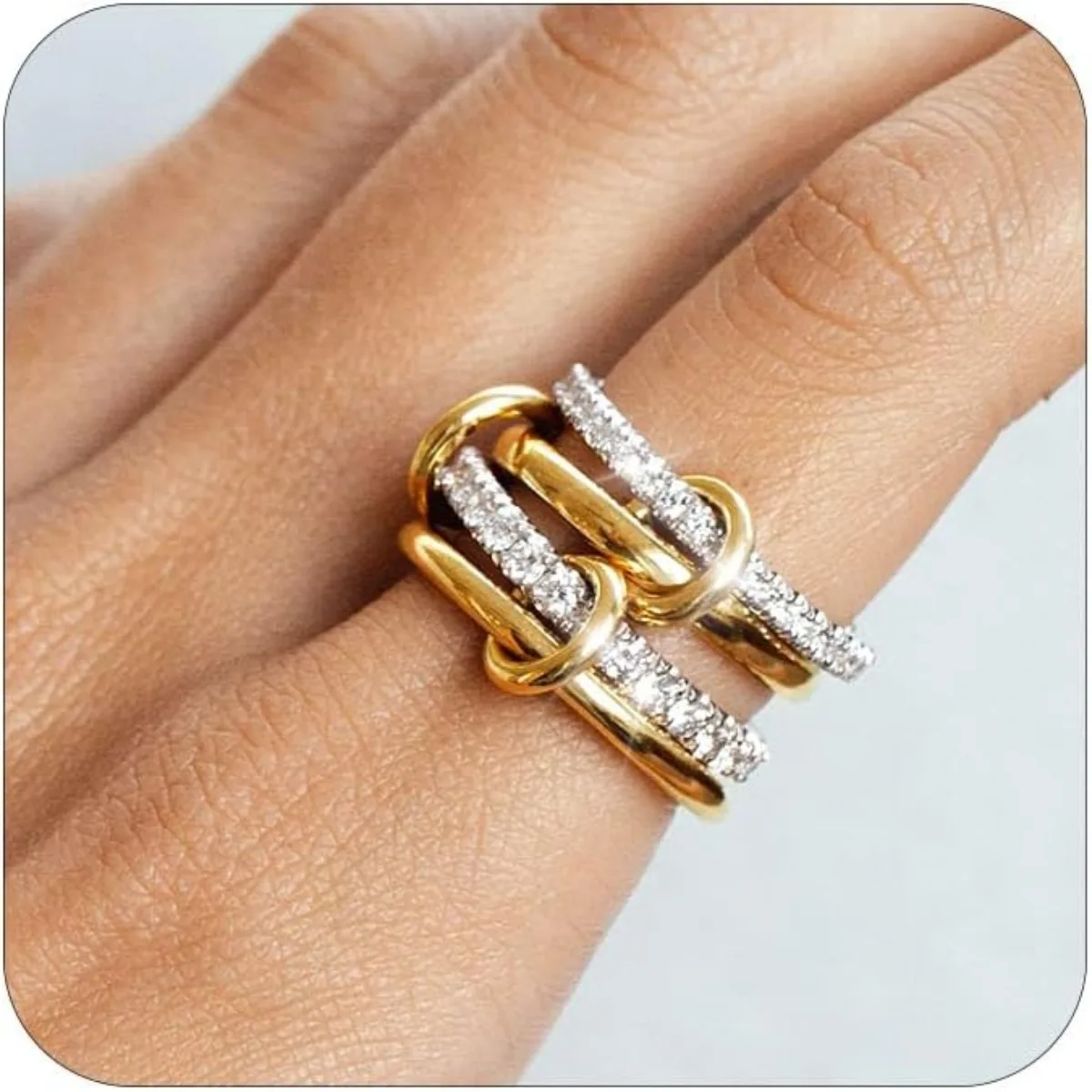 A Four-Ring Interlocking Ring With A Personalized Design Ins Style Suitable For Daily Wear And A Birthday Gift For Friends thumbnail 5