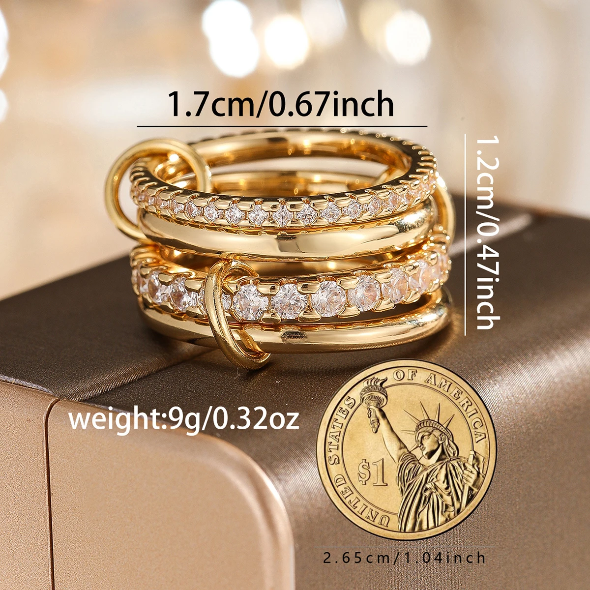 A Four-Ring Interlocking Ring With A Personalized Design Ins Style Suitable For Daily Wear And A Birthday Gift For Friends thumbnail 6