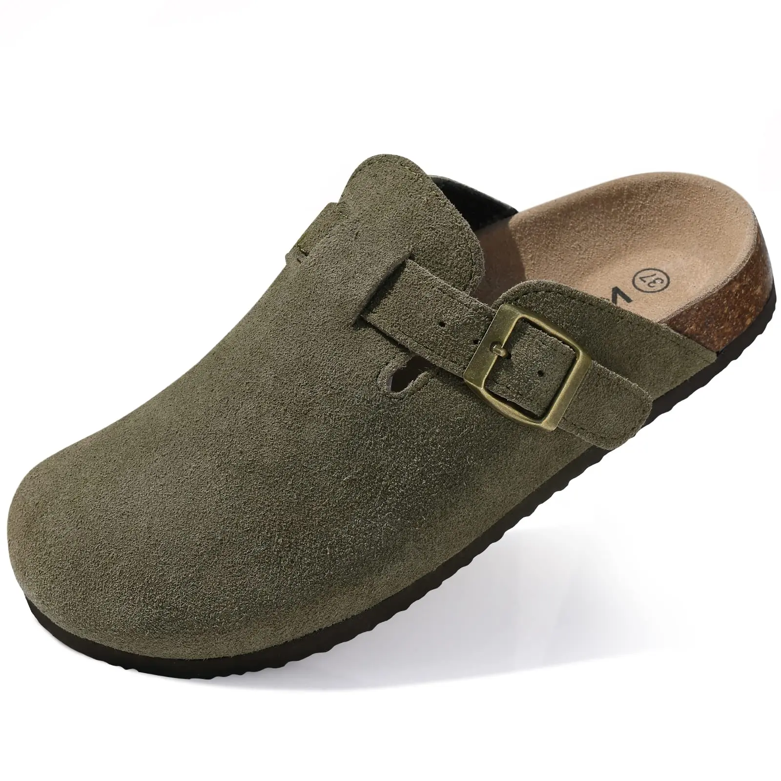LItfun Leather Cork Slippers For Women Potato Mules Fashion Soft Insole Clogs Sandals With Adjustable Buckle Women Footbed Clogs thumbnail 2