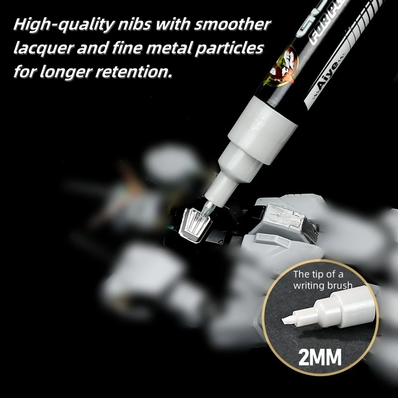 Metallic Markers Colouring Pens for Mech Painting Golden Paint Marker Pen Silvery Reflective Paint Model Marker Pen thumbnail 2