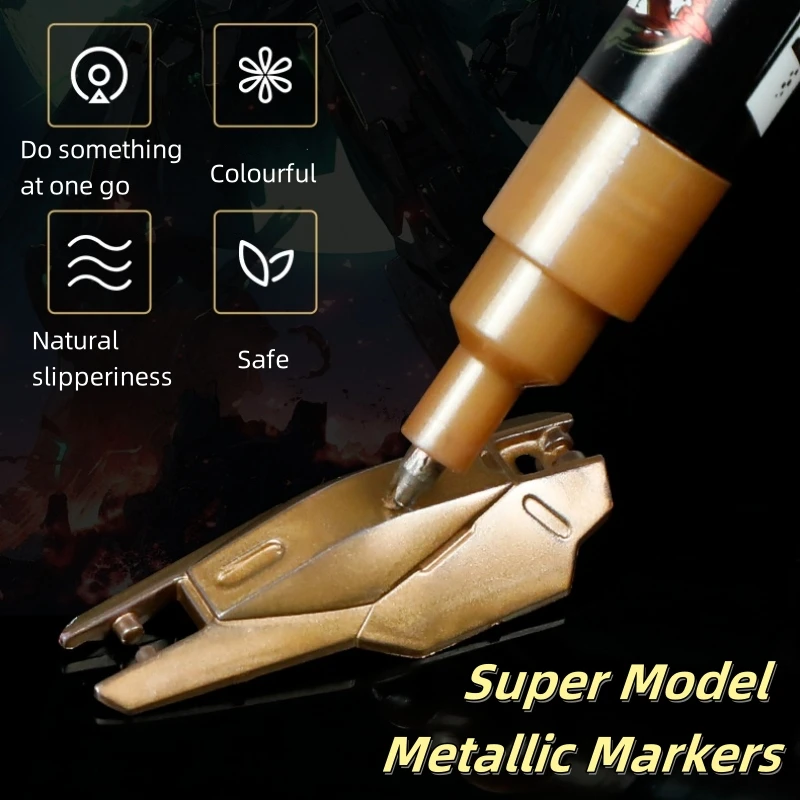 Metallic Markers Colouring Pens for Mech Painting Golden Paint Marker Pen Silvery Reflective Paint Model Marker Pen thumbnail 3