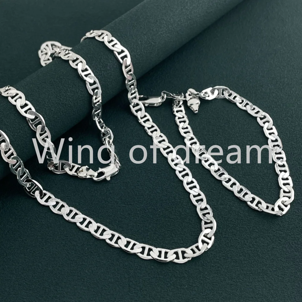 45-60CM 925 Sterling Silver 6MM Men's Necklace Bracelet Set Luxury Quality Jewelry Wholesale Accessories