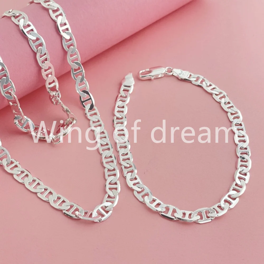 45-60CM 925 Sterling Silver 6MM Men's Necklace Bracelet Set Luxury Quality Jewelry Wholesale Accessories thumbnail 4