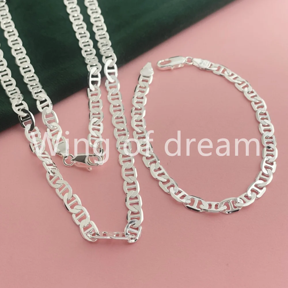45-60CM 925 Sterling Silver 6MM Men's Necklace Bracelet Set Luxury Quality Jewelry Wholesale Accessories thumbnail 3
