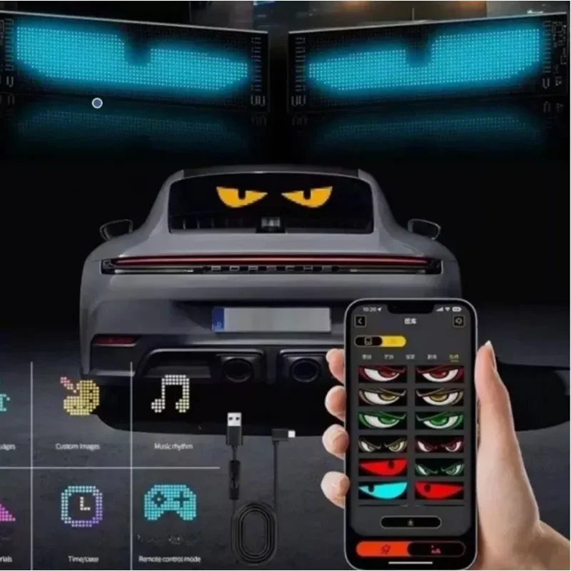 Car Led Signs Lights Devil Eyes Light for Truck Taxi Windshield Glow LED Sign Eye Lights Flexible LED Display Screen thumbnail 5