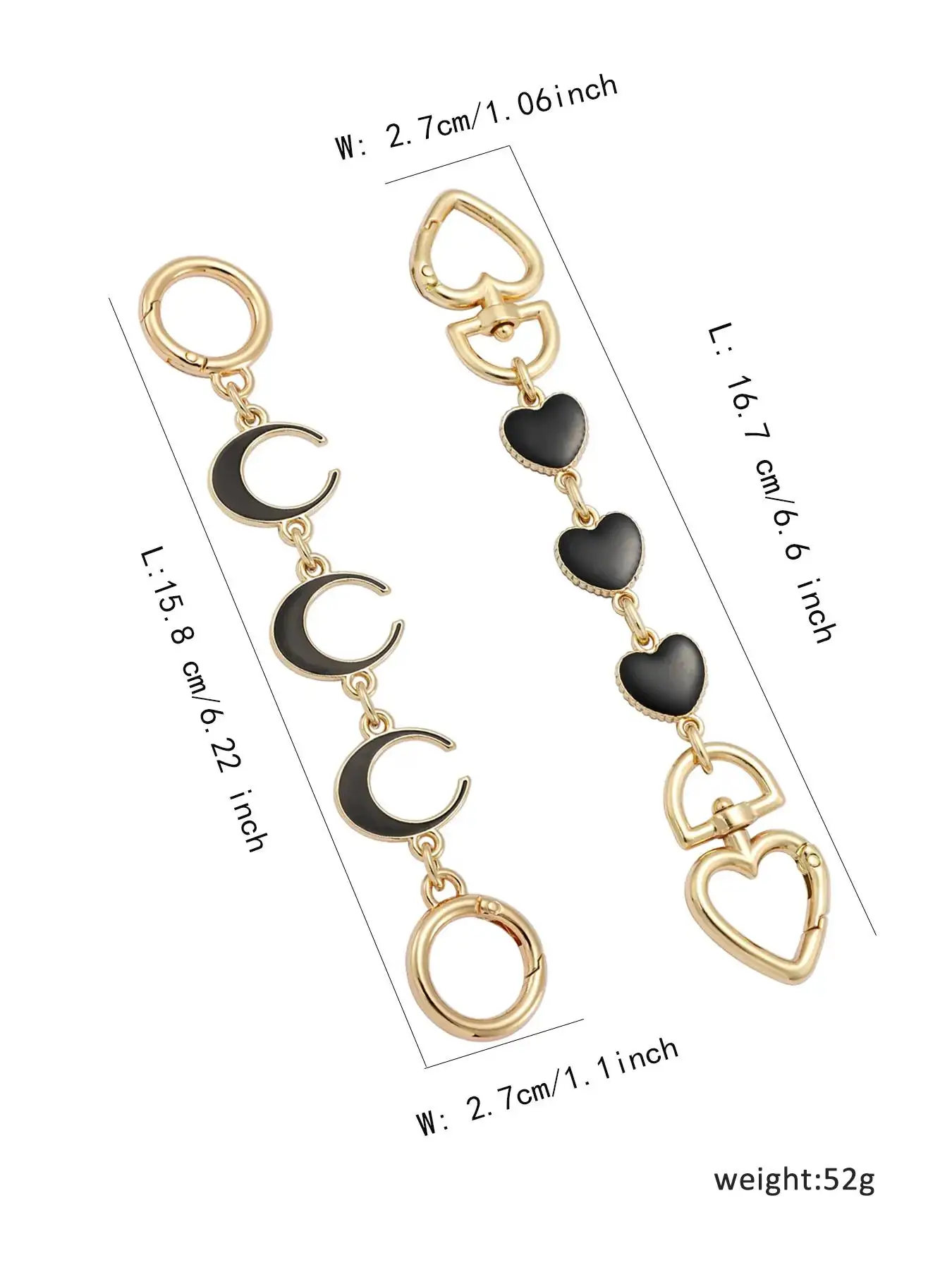 2PCS Purse Chain Extender Bag Extender Chain Purse Strap Extenders for Handbags Crossbody Bag Charms Accessories thumbnail 2