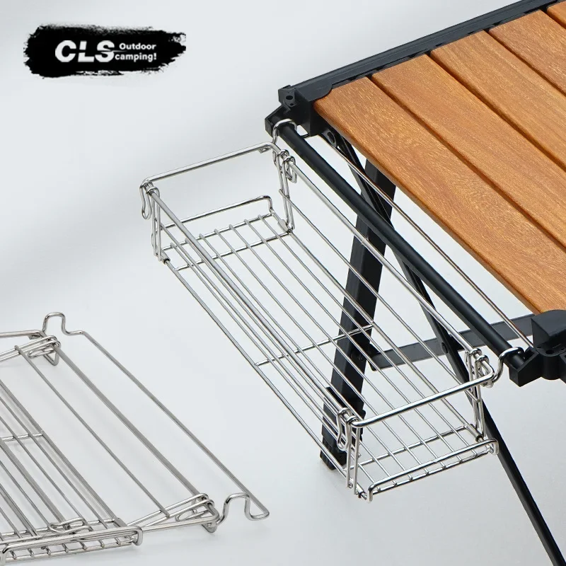 Outdoor Aluminum Table Side Storage Rack Hanging Mesh IGT Table Expansion Bracket Folding Table Extension Basket Folding Rac thumbnail 5