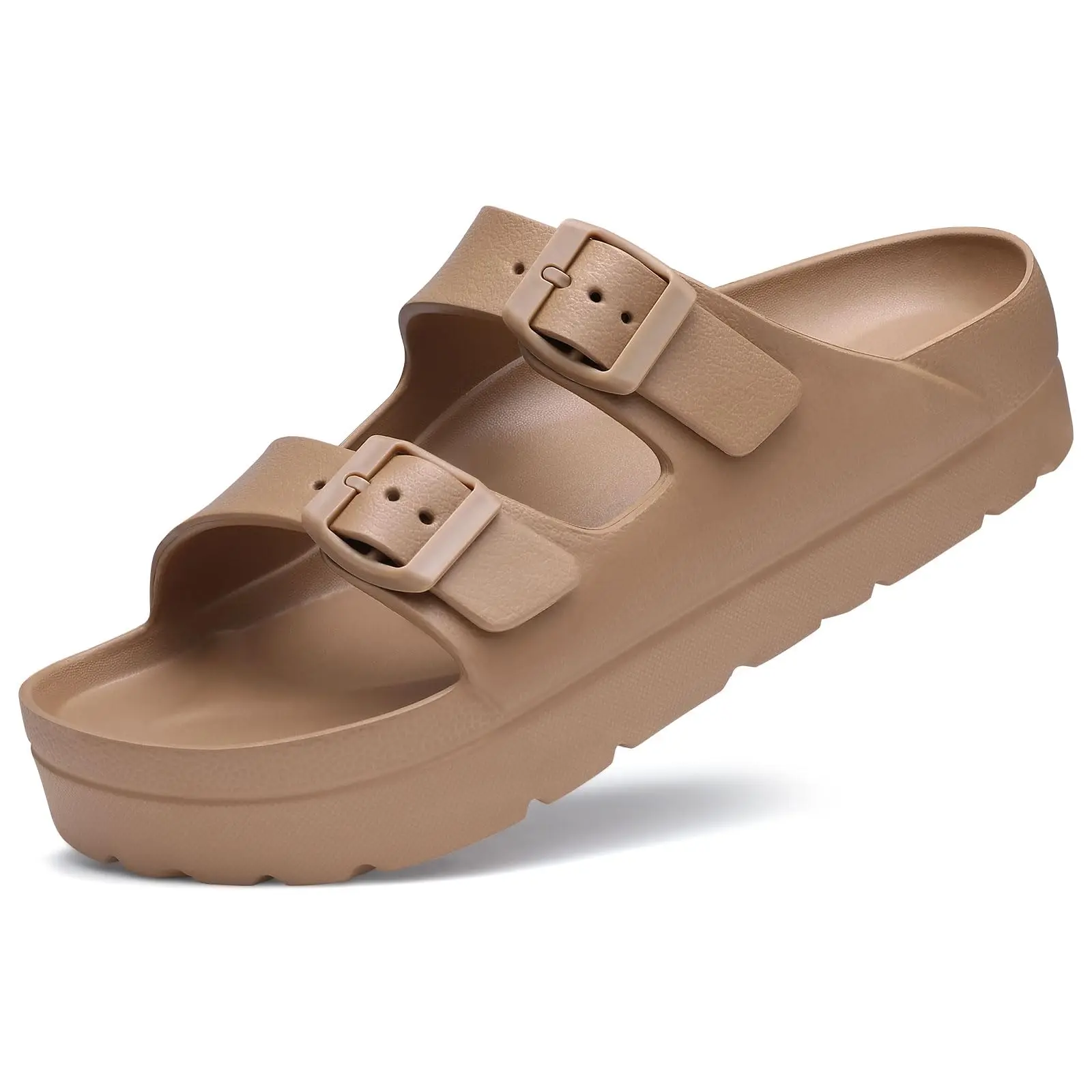 Kidmi Summer Women's Platform Sandals Comfort Foam Slides Lightweight Thick Soles Cloud Sandals Adjustable Buckle Cushion Sandal