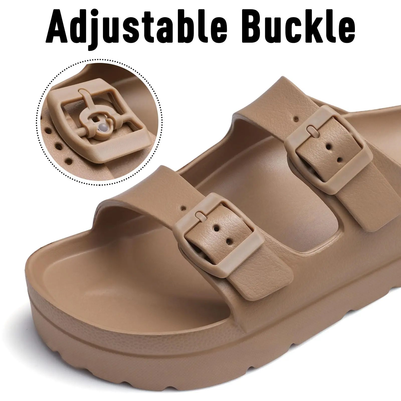 Kidmi Summer Women's Platform Sandals Comfort Foam Slides Lightweight Thick Soles Cloud Sandals Adjustable Buckle Cushion Sandal thumbnail 4