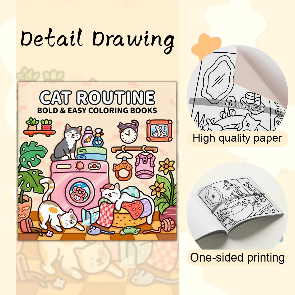 Adult Coloring Book Unique Cat-Themed Picture Book for Relaxation Upgraded Paper for Comfortable Coloring Perfect Gift Friend thumbnail 3