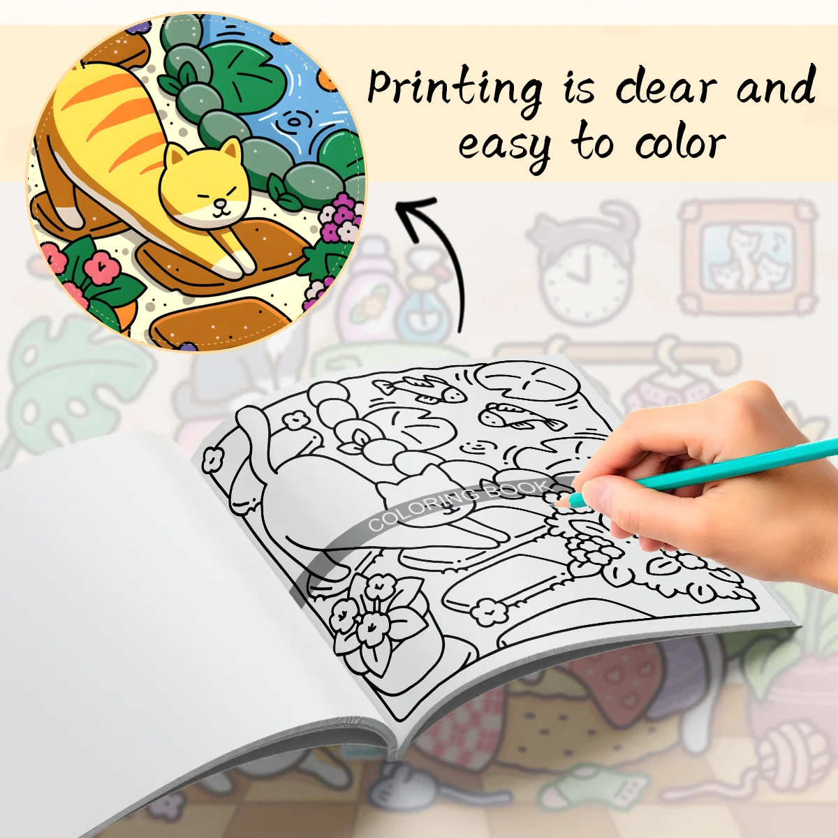 Adult Coloring Book Unique Cat-Themed Picture Book for Relaxation Upgraded Paper for Comfortable Coloring Perfect Gift Friend thumbnail 4