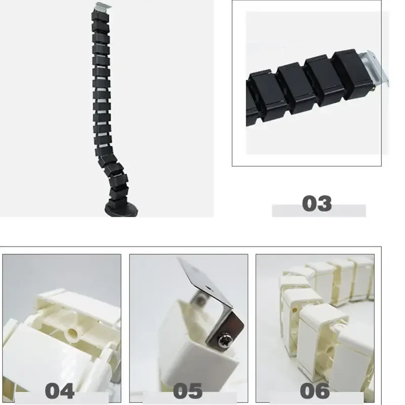 Wire Spine Cable Sleeve Under Desk Cable Tray Wire Management Workstation Snake Wire Organizer Management Cleaning Pipe Conduit thumbnail 5
