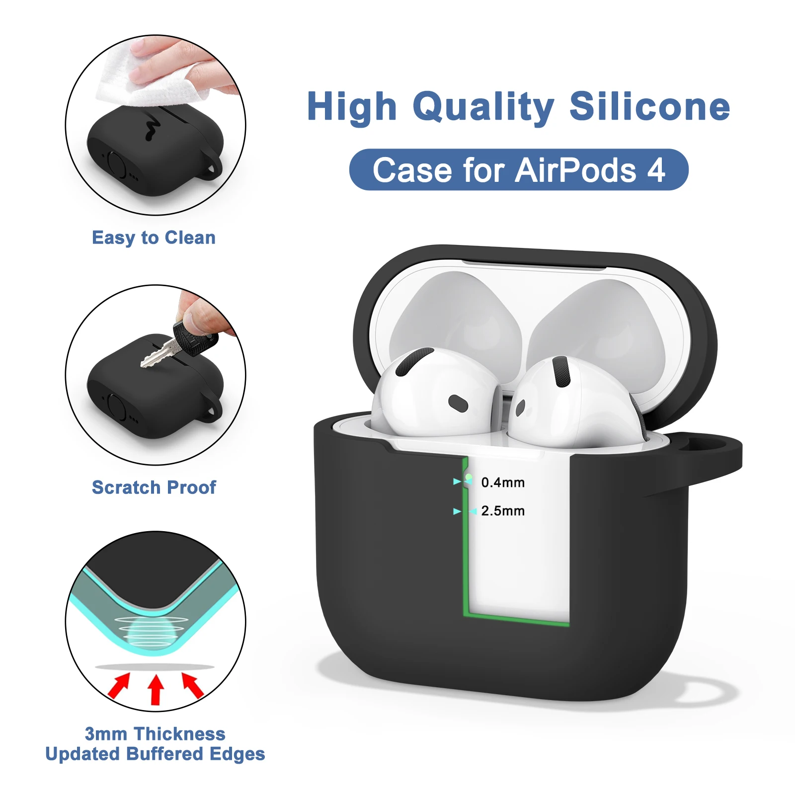 Silicone Cases For Apple Airpods 4 Earphones Accessories Wireless Bluetooth Headset Cover For Apple Air Pods 4 Protective Case thumbnail 3