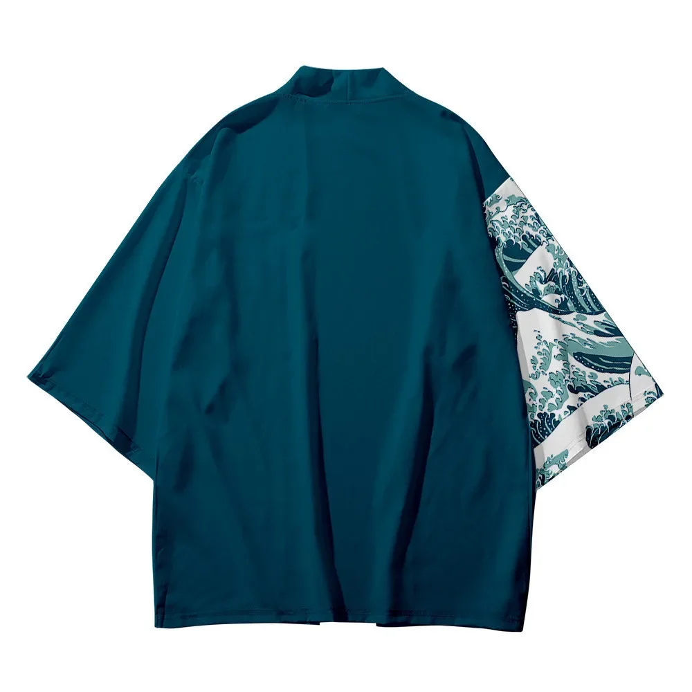 Men's Harajuku Japanese Patchwork Paisley Print Kimono Cardigan Traditional 3/4 Sleeves Haori Yukata Cosplay Clothing for Summer thumbnail 4