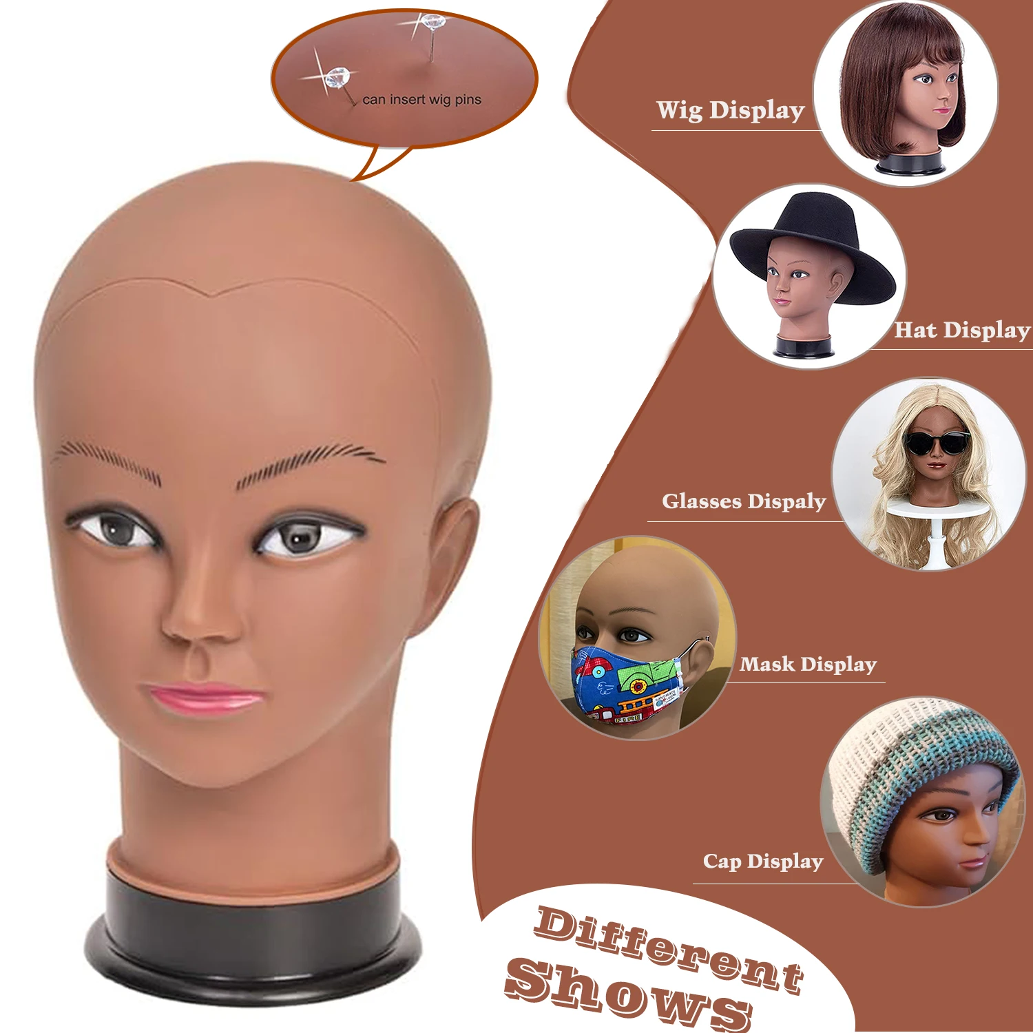 Adjustable Tripod Wig Stand With Bald Mannequin Head Training Manikin Head And Wig Install Kit For Making Wigs Display Styling thumbnail 6