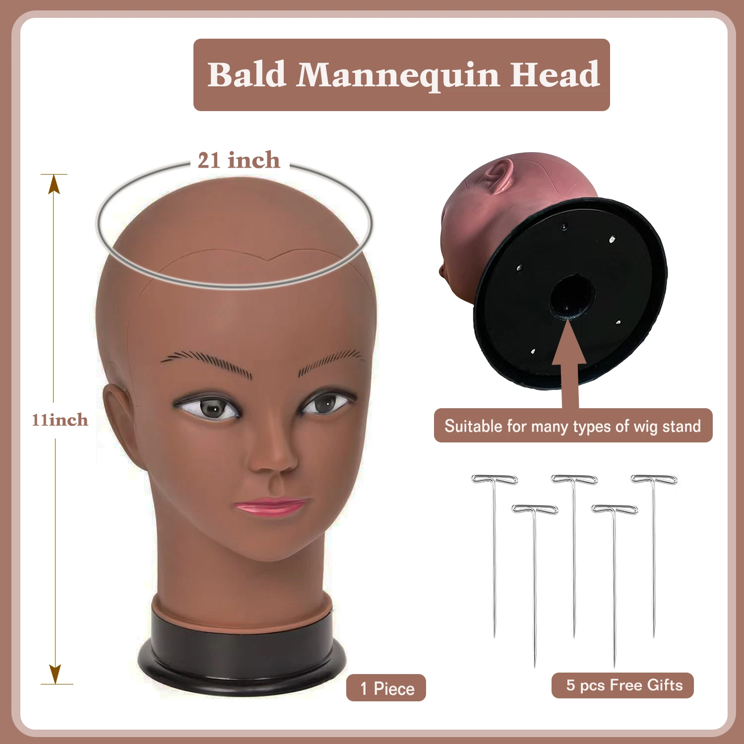 Adjustable Tripod Wig Stand With Bald Mannequin Head Training Manikin Head And Wig Install Kit For Making Wigs Display Styling thumbnail 3