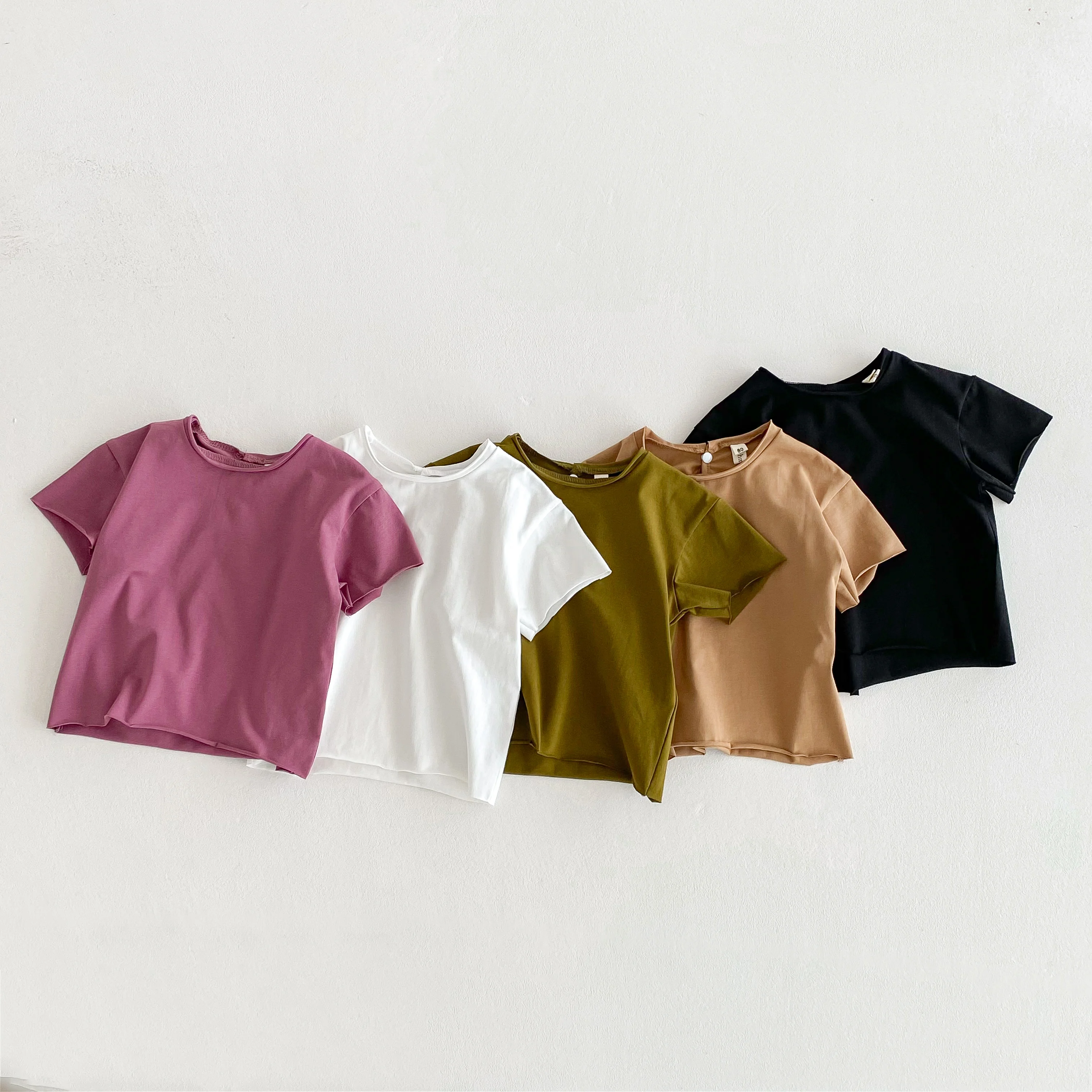 Infant Baby Boys Girls T-shirt Summer Thin Newborn Vintage Toddler Solid T Shirt Cotton Short Sleeve Ruffles Tops Baby Clothes thumbnail 2