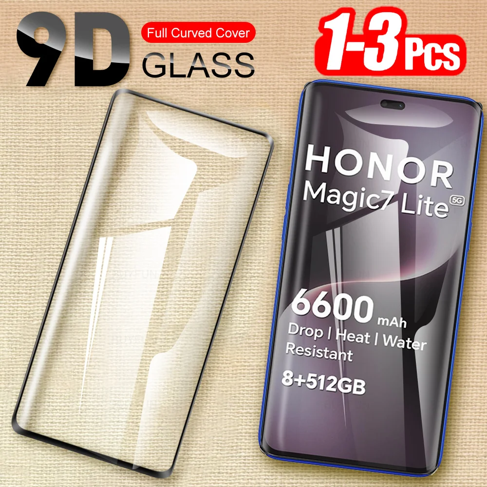 For Honor Magic7 Lite 5G Glass 1-3Pcs Curved Screen Protector Honor X9c Magic7Lite Magic 7 Lite HonorX9c 5G Clear Tempered Film
