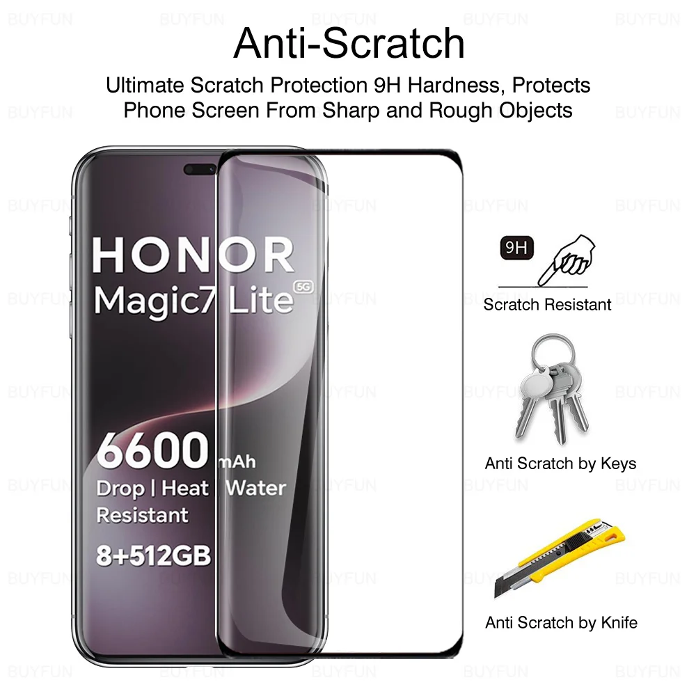 For Honor Magic7 Lite 5G Glass 1-3Pcs Curved Screen Protector Honor X9c Magic7Lite Magic 7 Lite HonorX9c 5G Clear Tempered Film thumbnail 3