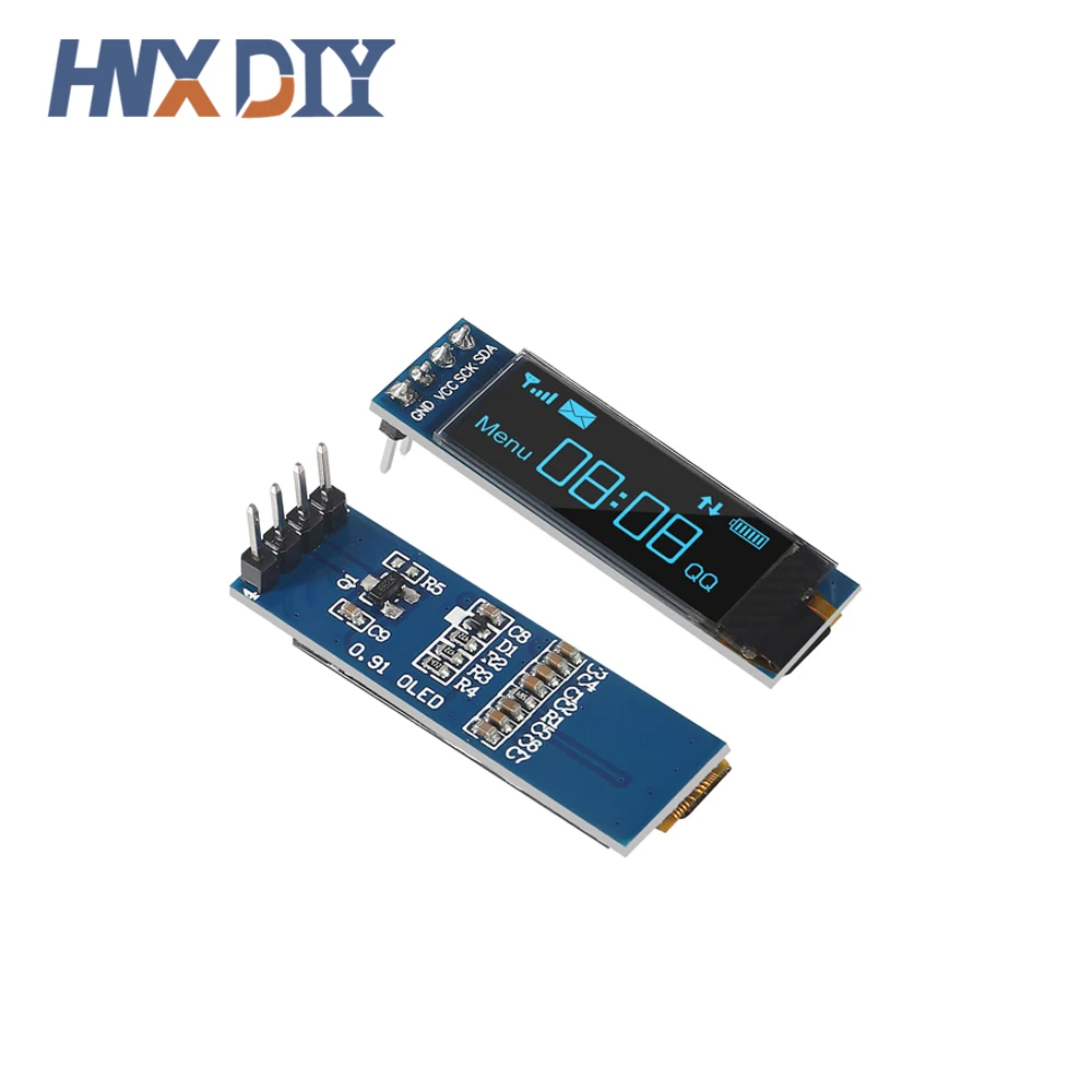 1-10pcs 0.91 Inch 128x32 IIC I2C White / Blue OLED LCD Display DIY Module SSD1306 Driver IC DC 3.3V 5V for arduino thumbnail 6