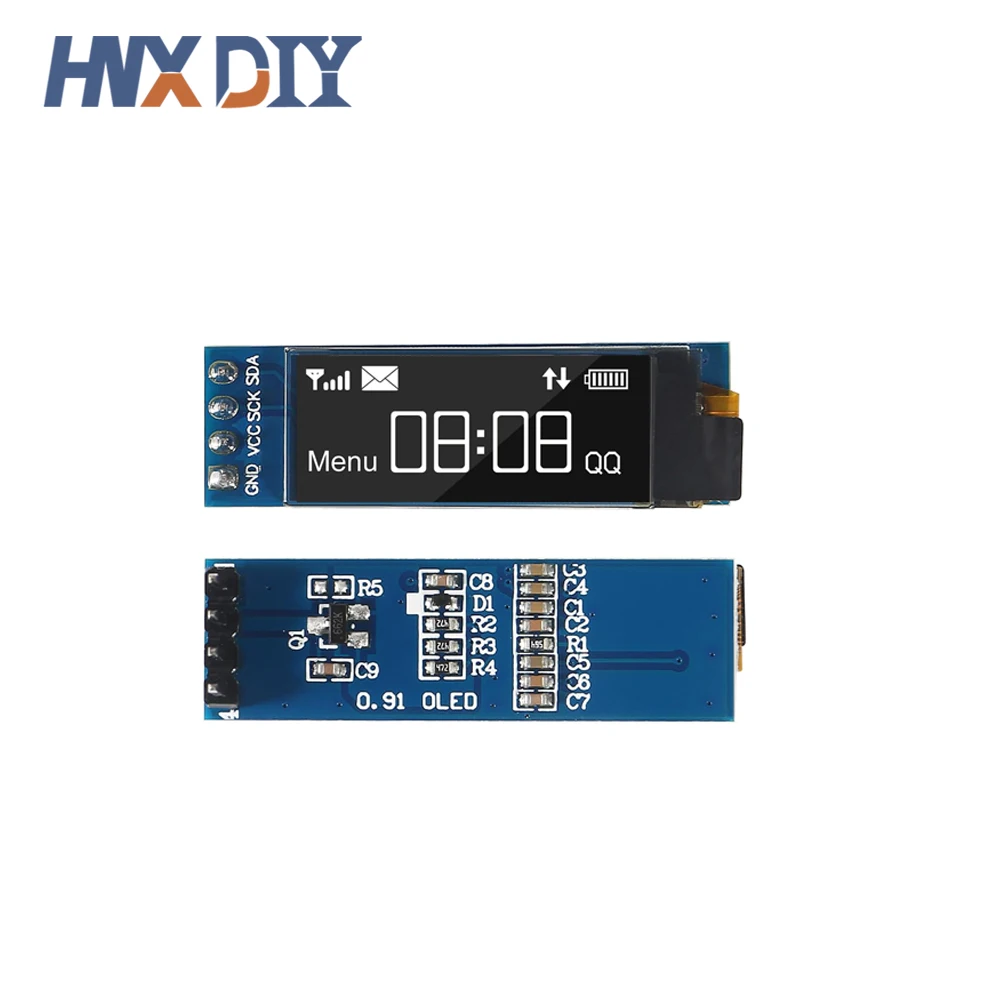 1-10pcs 0.91 Inch 128x32 IIC I2C White / Blue OLED LCD Display DIY Module SSD1306 Driver IC DC 3.3V 5V for arduino thumbnail 2