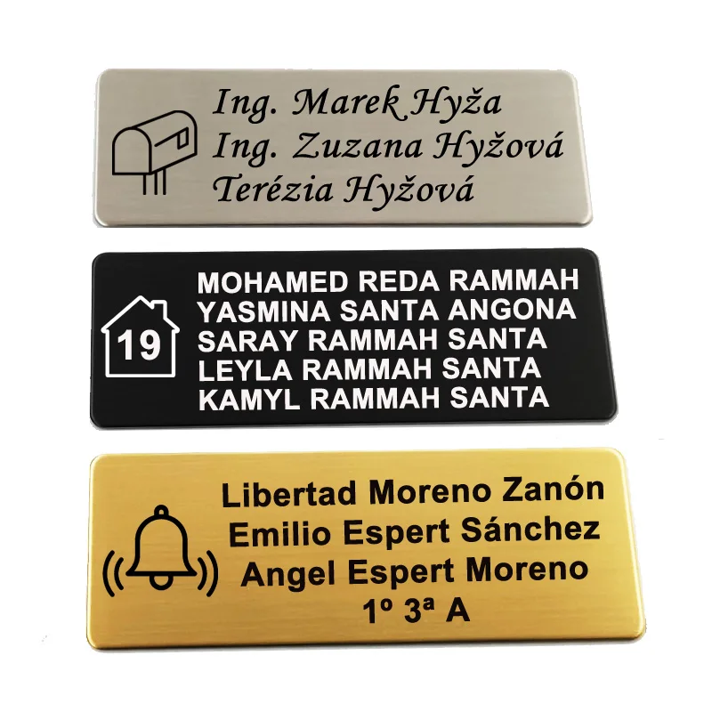 Adhesive Letterbox Sign Plaque Name Badge Personalize Text Logo Size 6x2 7x2 7x2.5cm Engraved Stainless Steel Mail Box Tag Label thumbnail 3