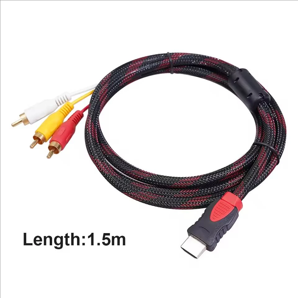 HDMI-compatible to 3RCA Cable 1.5M with HDMI 1.4 to AV Cord HD Audio Video Wire thumbnail 6