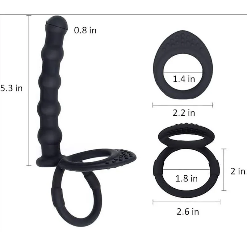 Double Penetration Dildo Dual Stimulation Vibrator for Couples, Anal Beads, G-Spot Massager, Cock Ring, Adult Sex Toys thumbnail 2
