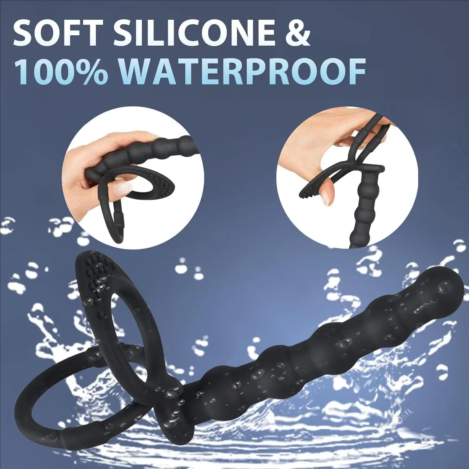 Double Penetration Dildo Dual Stimulation Vibrator for Couples, Anal Beads, G-Spot Massager, Cock Ring, Adult Sex Toys thumbnail 5