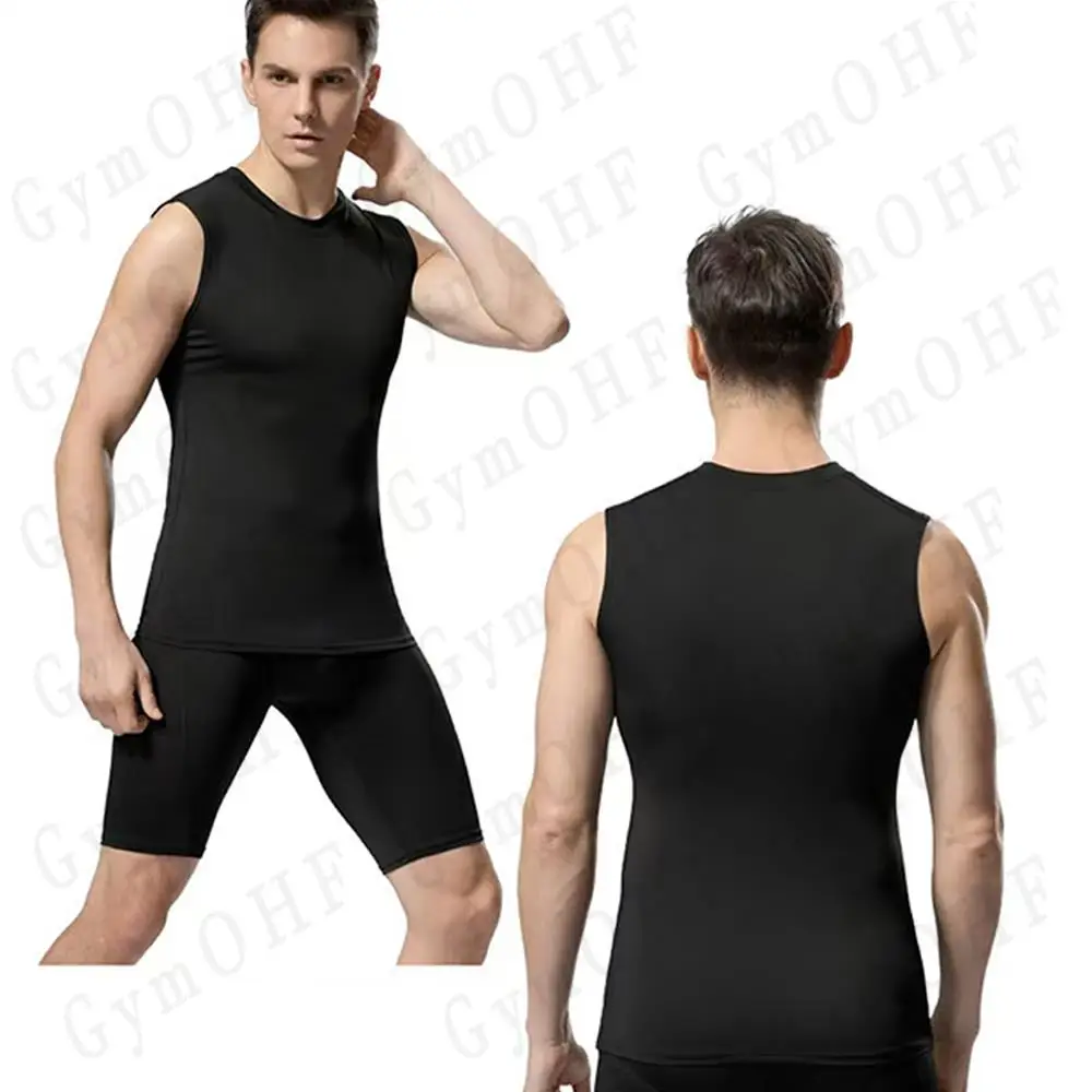 Men Quick Dry Running T-Shirts Compression Vest Sleeveless Quick-Drying Jersey Training Shirt Gym Mens Tank Top thumbnail 6