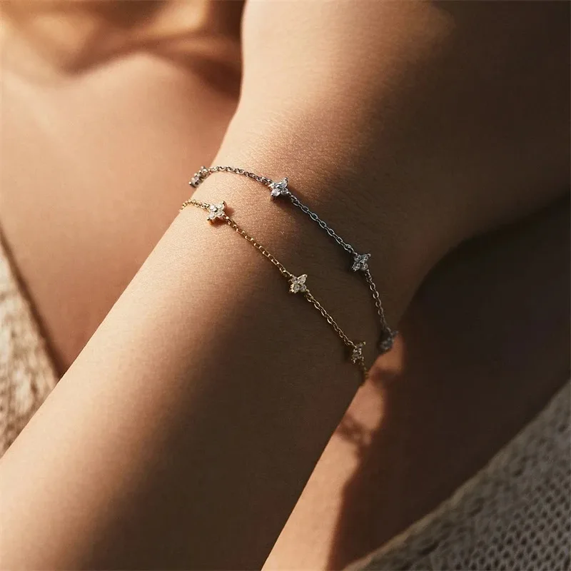 New Crystal Flower Stainless Steel Bracelet Women Fashion Personality Korean Bracelet Jewelry Accessories Anniversary Gift thumbnail 5